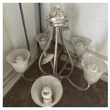 Silver-Tone Chandelier with Frosted Glass Shades
