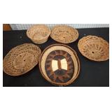Five Wicker and Woven Decorative Baskets