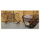 Wire Basket with Decorative Wall Sconces