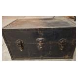 Black Metal Trunk With Lined Interior