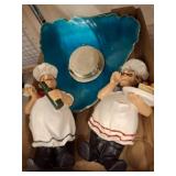 Ceramic Chef Figurines and Decorative Plate