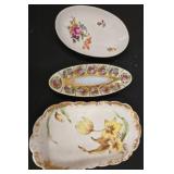 Three Floral Ceramic Serving Platters