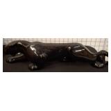 Black Panther Ceramic Figurine With Green Eyes