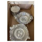 Pewter Dishes and Glass-Handled Sugar Dish