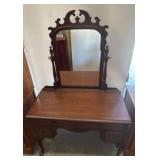 Wood Vanity with Mirror and Cabriole Legs