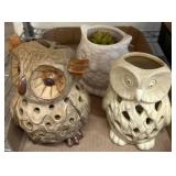 Three Ceramic Owl Figurines