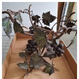 Metal Fruit Basket With Grape Motif