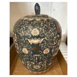 Decorative Ceramic Jar With Lid and Floral Motifs