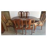Oval Wooden Dining Table with Six Chairs