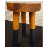 Wooden Stool with Painted Legs