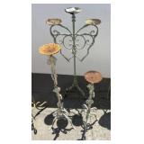 Three Metal Plant Stands With Floral Motifs