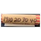 Roll of Assorted Wheat Pennies, 1910-1940s