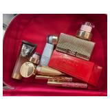 Estee Lauder Assorted Cosmetics in Red Case
