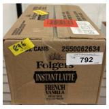 Case of Folgers Instant Latte 16 oz Cans