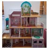Wooden Multi-Level Dollhouse with Spiral Staircase