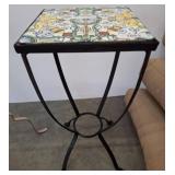 Wrought Iron Stand with Decorative Tile Top