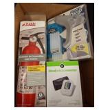 Box Lot: Fire Extinguisher, Glue Gun, and Monitor