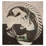 Murano-Style Signed Glass Dolphin Sculpture