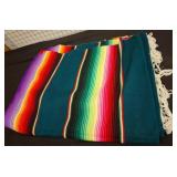 Woven Mexican Serape Blanket with Fringe Edges