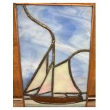 Stained Glass Panel With Sailboat Design