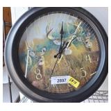 Round Wall Clock with Deer Wildlife Design