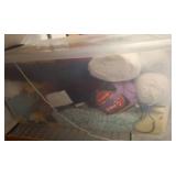 Plastic Bin with Assorted Yarn Skeins