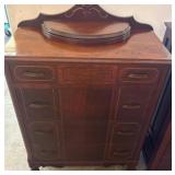 Wooden Chest of Drawers With Decorative Back