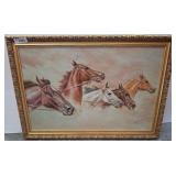 Framed Horse Portrait Oil Painting by Agret