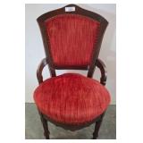 Wood-Framed Chair with Red Upholstery