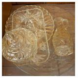 Pressed Glass Tableware Set with Floral Motifs