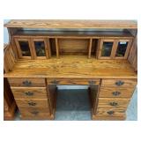 Oak Desk with Stained Glass Panels