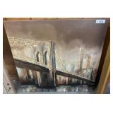 Framed Canvas Artwork of Bridge with Embellishment