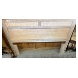 Wood and Wicker Full-Size Headboard with Frame
