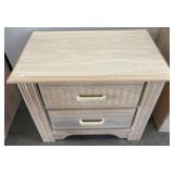 Two-Drawer Wood Nightstand With Wicker Accents