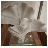 White Sculptural Shell-Like Decoration on Base