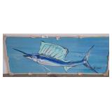 Painted Wooden Panel Featuring a Sailfish