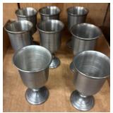 Eight Colonial Pewter Goblets