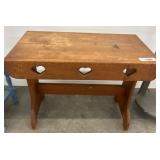 Wood Bench with Heart Cutouts, 24x13x20