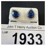 Sapphire-Colored Drop Earrings with 925 Silver