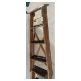 Wooden Extension Ladder in Worn Condition