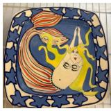 Hand-Painted Ceramic Plate Featuring Mermaid Desig