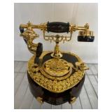 Vintage-Style Gold and Black Rotary Telephone Musi