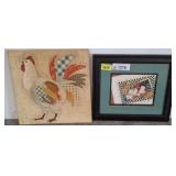 Rooster Artwork and Framed Farm-Themed Print