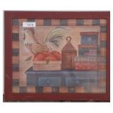 Framed Folk Art Print with Rooster and Still Life