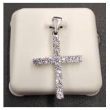925 Silver Cross Pendant with Clear Stones