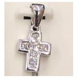 Sterling Silver Cross Pendant with Cubic Zirconia