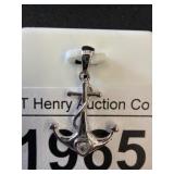 Sterling Silver Anchor Pendant with Gem Accent