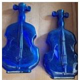 Cobalt Blue Glass Violin Bottles