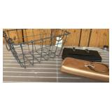 Wire Basket with Two Leather Wallets