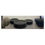 Smoky Glass Plates and Tumblers